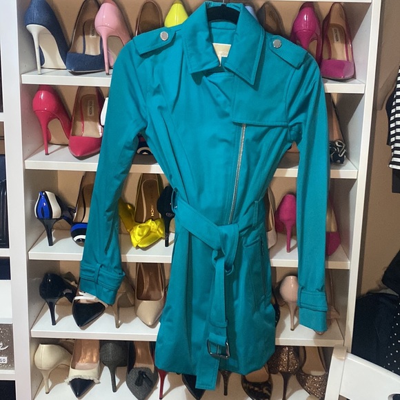 Michael Kors Turquoise Trench Coat - Picture 2 of 11